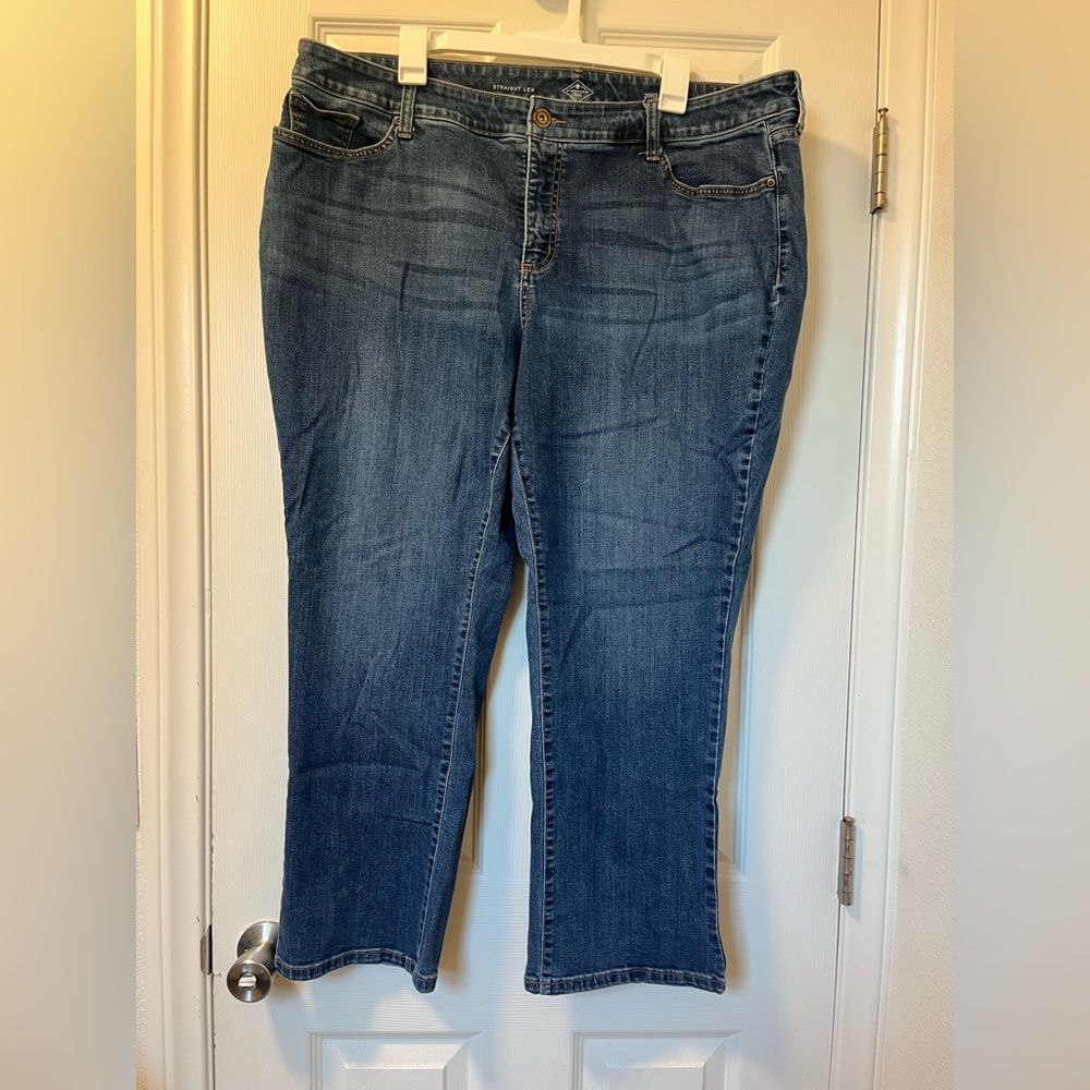 St. John's Bay Dark Blue Straight Leg Jeans Size 20WS